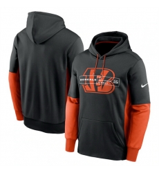 Men Cincinnati Bengals Black Color Block Fleece Performance Pullover Hoodie