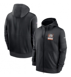 Men Cincinnati Bengals Nike Sideline Impact Lockup Performance Full Zip Hoodie Black