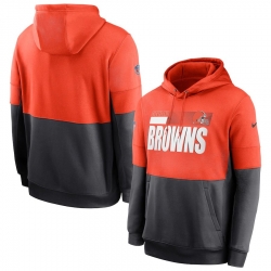 Men Cleveland Browns Nike Sideline Impact Lockup Performance Pullover Hoodie Orange Charcoal