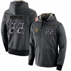 NFL Mens Nike Cleveland Browns 22 Jabrill Peppers Stitched Black Anthracite Salute to Service Player Performance Hoodie