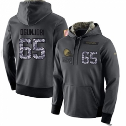 NFL Mens Nike Cleveland Browns 65 Larry Ogunjobi Stitched Black Anthracite Salute to Service Player Performance Hoodie