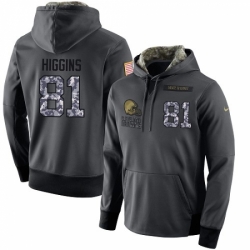NFL Mens Nike Cleveland Browns 81 Rashard Higgins Stitched Black Anthracite Salute to Service Player Performance Hoodie