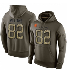 NFL Nike Cleveland Browns 82 Kasen Williams Green Salute To Service Mens Pullover Hoodie