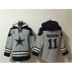 Men Dallas Cowboys 11 Micah Parsons Grey Ageless Must Have Lace Up Pullover Hoodie