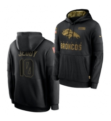 Men Denver Broncos 10 Jerry Jeudy 2020 Salute To Service Black Sideline Performance Pullover Hoodie