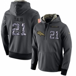 NFL Mens Nike Denver Broncos 21 Aqib Talib Stitched Black Anthracite Salute to Service Player Performance Hoodie