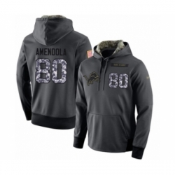 Football Mens Detroit Lions 80 Danny Amendola Stitched Black Anthracite Salute to Service Player Performance Hoodie