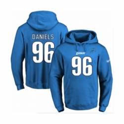 Football Mens Detroit Lions 96 Mike Daniels Blue Name Number Pullover Hoodie