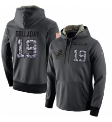 NFL Mens Nike Detroit Lions 19 Kenny Golladay Stitched Black Anthracite Salute to Service Player Performance Hoodie