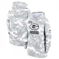 Women Green Bay Packers 2024 Arctic Camo Salute To Service Club Fleece Pullover Hoodie