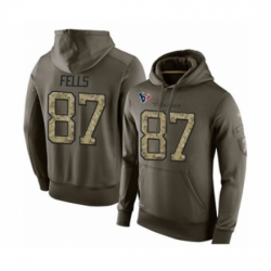 Football Mens Houston Texans 87 Darren Fells Green Salute To Service Pullover Hoodie