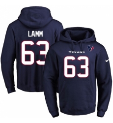 NFL Mens Nike Houston Texans 63 Kendall Lamm Navy Blue Name Number Pullover Hoodie