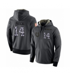 Football Mens Indianapolis Colts 14 Zach Pascal Stitched Black Anthracite Salute to Service Player Performance Hoodie