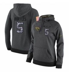 NFL Womens Nike Jacksonville Jaguars 5 Blake Bortles Stitched Black Anthracite Salute to Service Player Performance Hoodie