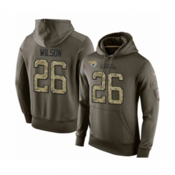 Football Mens Jacksonville Jaguars 26 Jarrod Wilson Green Salute To Service Pullover Hoodie