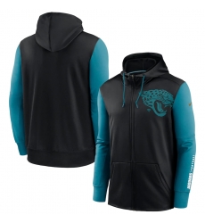 Men Jacksonville Jaguars Black Teal Fan Gear Mascot Performance Full Zip Hoodie