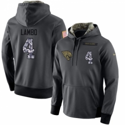 NFL Mens Nike Jacksonville Jaguars 4 Josh Lambo Stitched Black Anthracite Salute to Service Player Performance Hoodie