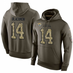 NFL Nike Jacksonville Jaguars 14 Justin Blackmon Green Salute To Service Mens Pullover Hoodie