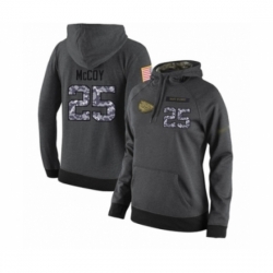 Football Womens Kansas City Chiefs 25 LeSean McCoy Stitched Black Anthracite Salute to Service Player Performance Hoodie