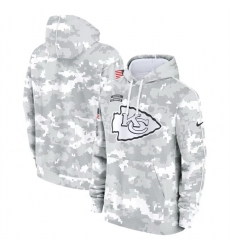 Men Kansas City Chiefs 2024 Arctic Camo Salute To Service Club Fleece Pullover Stitched Hoodie