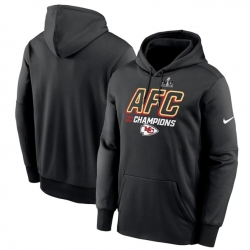 Men Kansas City Chiefs Black 2023 AFC Champions Iconic Pullover Hoodie
