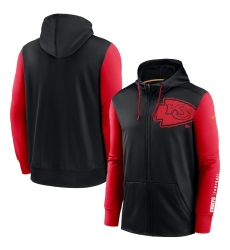 Men Kansas City Chiefs Black Red Fan Gear Mascot Performance Full Zip Hoodie