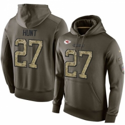 NFL Nike Kansas City Chiefs 27 Kareem Hunt Green Salute To Service Mens Pullover Hoodie