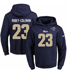 NFL Mens Nike Los Angeles Rams 23 Nickell Robey Coleman Navy Blue Name Number Pullover Hoodie