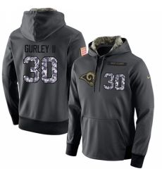 NFL Mens Nike Los Angeles Rams 30 Todd Gurley Stitched Black Anthracite Salute to Service Player Performance Hoodie