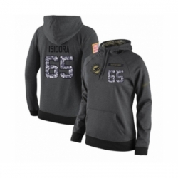 Football Womens Miami Dolphins 65 Danny Isidora Stitched Black Anthracite Salute to Service Player Performance Hoodie