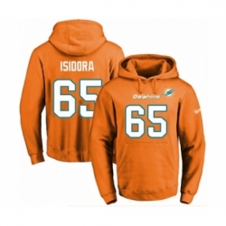 Football Mens Miami Dolphins 65 Danny Isidora Orange Name Number Pullover Hoodie