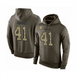 Football Mens Minnesota Vikings 41 Anthony Harris Green Salute To Service Pullover Hoodie