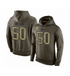 Football Mens Minnesota Vikings 50 Eric Wilson Green Salute To Service Pullover Hoodie