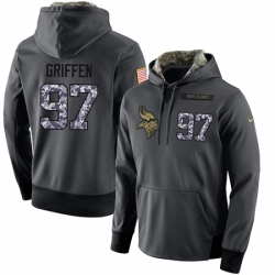 NFL Mens Nike Minnesota Vikings 97 Everson Griffen Stitched Black Anthracite Salute to Service Player Performance Hoodie