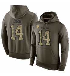 NFL Nike Minnesota Vikings 14 Stefon Diggs Green Salute To Service Mens Pullover Hoodie