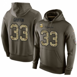 NFL Nike Minnesota Vikings 33 Michael Griffin Green Salute To Service Mens Pullover Hoodie