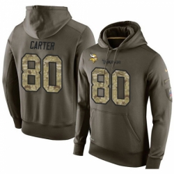 NFL Nike Minnesota Vikings 80 Cris Carter Green Salute To Service Mens Pullover Hoodie