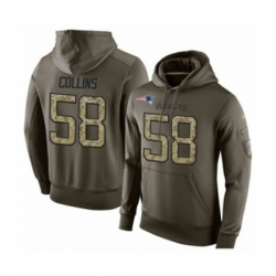 Football New England Patriots 58 Jamie Collins Green Salute To Service Mens Pullover Hoodie