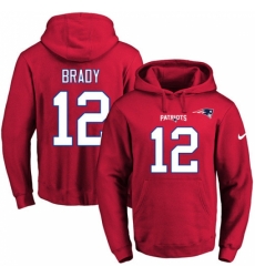 NFL Mens Nike New England Patriots 12 Tom Brady Red Name Number Pullover Hoodie