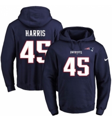 NFL Mens Nike New England Patriots 45 David Harris Navy Blue Name Number Pullover Hoodie