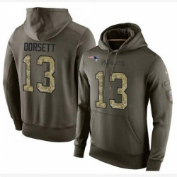 NFL Nike New England Patriots 13 Phillip Dorsett Green Salute To Service Mens Pullover Hoodie