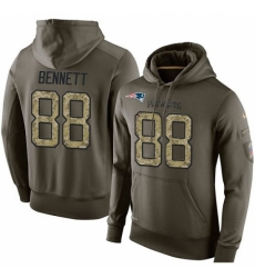 NFL Nike New England Patriots 88 Martellus Bennett Green Salute To Service Mens Pullover Hoodie