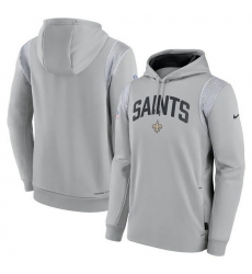 Men New Orleans Saints Grey Sideline Stack Performance Pullover Hoodie 001