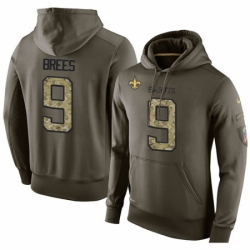 NFL Nike New Orleans Saints 9 Drew Brees Green Salute To Service Mens Pullover Hoodie