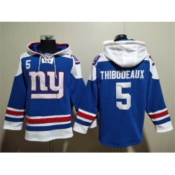 Men New York Giants 5 Kayvon Thibodeaux Blue Lace Up Pullover Hoodie