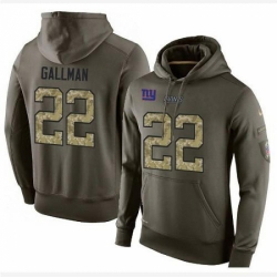 NFL Nike New York Giants 22 Wayne Gallman Green Salute To Service Mens Pullover Hoodie