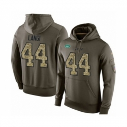 Football Mens New York Jets 44 Harvey Langi Green Salute To Service Pullover Hoodie