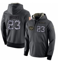 NFL Mens Nike New York Jets 23 Terrence Brooks Stitched Black Anthracite Salute to Service Player Performance Hoodie