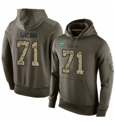 NFL Nike New York Jets 71 Ben Ijalana Green Salute To Service Mens Pullover Hoodie