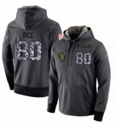 NFL Nike Oakland Raiders 80 Jerry Rice Stitched Black Anthracite Salute to Service Player Performance Hoodie